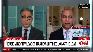 Leader Jeffries Joins CNNs The Lead with Jake Tapper [upl. by Zulaledairam986]