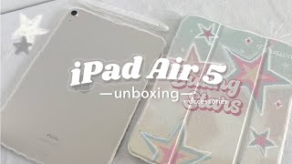 ipad air 5 unboxing starlight 🌟 amp apple pencil  accessories  setup 📦 [upl. by Phenice]