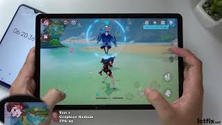 Samsung Galaxy Tab S8 Genshin Impact Gaming test  Snapdragon 8 Gen 1 120Hz Display [upl. by Eidna]