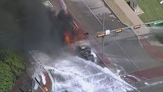 Live interview with North Texas fire chief as firefighters work to put out diesel tanker fire [upl. by Almallah]