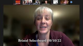 Bristol Selectboard 20221010 [upl. by Lise374]