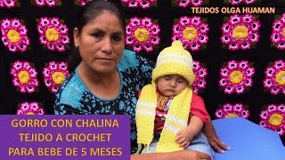 Gorro con chalina tejido a crochet para bebe de 5 meses paso a paso fácil de tejer [upl. by Auqemahs]