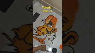 Part2Full tutorial of potrait rangoliHanuman jayanti 🙏 viral ytshorts timelapse tutorialart [upl. by Idden819]