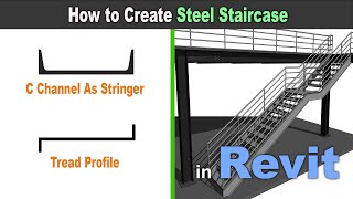 How to Create Steel Stair case in Revit  Revit Tutorial for Beginners [upl. by Sewell]