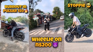 New Tyre For Pulsar 150 😉  Finally Aaj Stoppie Mar hi li 😅  Aadi Motovlogs [upl. by Vickey193]