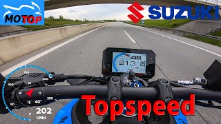 Suzuki GSX8S 2023  TOPSPEED on AUTOBAHN  GPS 206 kmh [upl. by Llesig129]