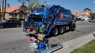 Republic Services Peterbilt 520 McNeilus Rear Loader Garbage Trucks Crunching on Bulky Items [upl. by Notyalk699]