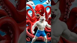 Cat 😼Vs Giant Octopus 🐙  😱  BIG WAR 💥 shortscatcuteanimationcartooncutie [upl. by Elsy549]