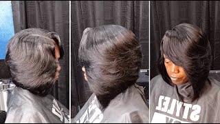 Easy amp Quick Feathered Bob Haircut amp Hairstyle Tutorial with Clipper  Layered Bob Cut [upl. by Ailimaj765]