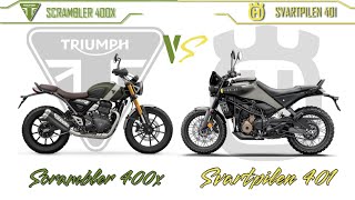 Husqvarna Svartpilen 401 VS Triumph Scrambler 400x  Compare  Mileage  Top Speed  Price  B I [upl. by Octavus]