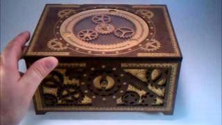 Steampunk Box  working planetary gears amp gear latch [upl. by Yenitirb]