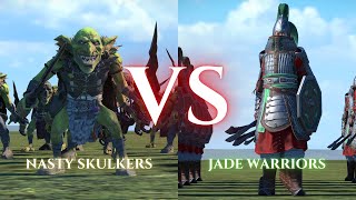 WARHAMMER III Total War  Nasty Skulkers VS Jade Warriors [upl. by Yate]