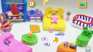 Diy How To Make polymer Clay Miniature Doll House BedChairCabinetTrolleySofa diy dollhouse [upl. by Colline943]