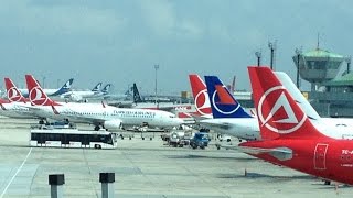 Istanbul Ataturk Airport Handling Landings Takeoffs Turkish Airlines Onurair Atlas Global Aegean [upl. by Mad]