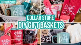 DIY Gift Ideas 🎁 Dollar Store gift baskets personalized with Cricut  The DIY Mommy [upl. by Graybill]