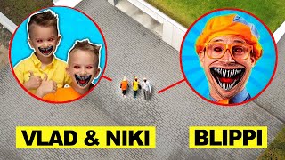 DRONE CATCHES VLAD AND NIKI FIGHT BLIPPI in REAL LIFE at Abandoned Mansion [upl. by Ahtnamys]