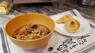 Whats for Dinner Warm Comforting Beef amp Barley Stew amp Garlic Knots [upl. by Bandler]