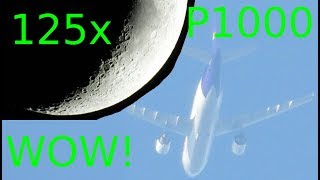 Nikon P1000 zoom video tests Moon jet airplane birds [upl. by Nancie]