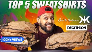 TOP 5 BUDGET SWEATSHIRTS Winter wear FOR MEN on MYNTRA 🔥 Sweatshirt Haul Review 2022 [upl. by Marba781]