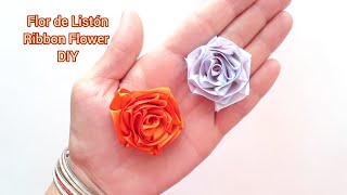 Como hacer una Flor fácil y linda con listón delgado de satin  Satin Ribbon Flower  Flor de Cetim [upl. by Estus226]