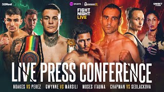 LIVE PRESS CONFERENCE European Lightweight Title Fight Gwynne v Marsili  Noakes v Perez [upl. by Anomas882]