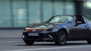 Mazda MX5 RF in Machine Grey Driving Video in Barcelona  AutoMotoTV [upl. by Aennyl]