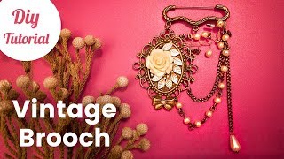 Handmade Vintage Brooch Pin Tutorial DIY Gift Idea [upl. by Meldon]