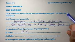 Biology P2 2023 GCE Exam Q5 on Genetics [upl. by Peirce]