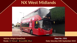 NX West Midlands  Wright StreetDeck  3301 SM65WNC Julie Anne [upl. by Tuttle37]