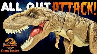 Mattel Jurassic World Chaos Theory All out Attack Tyrannosaurus rex Review Epic Evolution [upl. by Ajak]