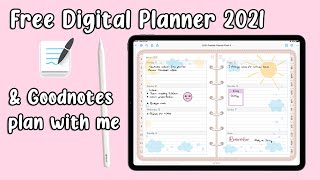 Free Digital Planner 2021 amp Stickers  How to use Goodnotes Plan with Me [upl. by Mulry]