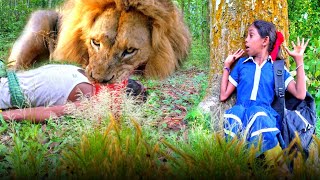 Lion Attack Man in Forest  Lion Attack Hunter  Lion Attack Stories Part37 [upl. by Adamo59]