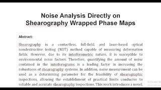 Noise Analysis Directly on Shearography Wrapped Phase Maps [upl. by Nalloh]