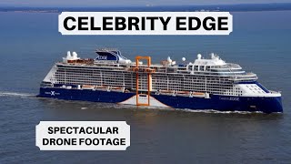 Celebrity Edge at Sunrise  Celebrity Edge Amazing Drone Footage [upl. by Aicaca]