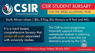 Bursaries  CSIR bursaries 2022  CSIR Bursary Part 1  Part 1 on CSIR bursaries requirements [upl. by Niehaus]