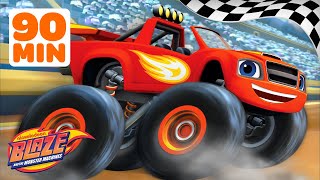 90 MINUTES of BLAZING Races w AJ Crusher and More 🚗💨  Blaze and the Monster Machines [upl. by Yeltihw]