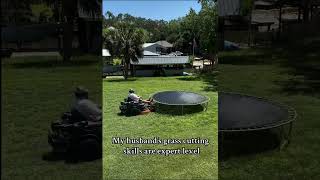 Lawn Mower vs Trampoline Creative Yard Work Hack 😂🚜 [upl. by Jarrod173]