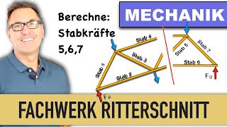 Ebene Fachwerke  Stabberechnung  Druckstab  Zugstab  Schnittverfahren nach Ritter [upl. by Fernando]