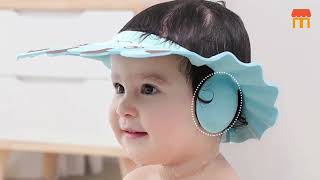 Baby Shower Cap Adjustable Hair Wash Hat for Infant Ear Protection Safe Children Kids Shampoo Shield [upl. by Aelam]