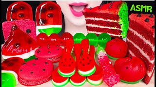 ASMR WATERMELON DESSERTS EDIBLE SPOON WATERMELON CAKE ROCK CANDY JELLY 수박 디저트 먹방 JANE ASMR 제인 [upl. by Israel777]