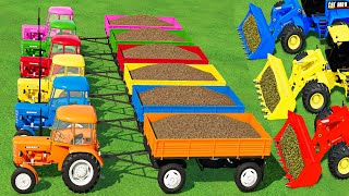 Transporter with Colors TRANSPORTING amp SPREADING MANURE with MINI URSUS TRACTORS amp SPREADERS [upl. by Bastien89]