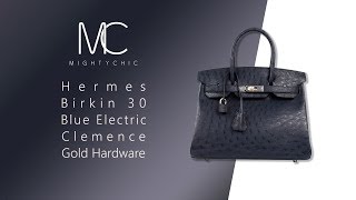 • MIGHTYCHIC • Hermes Birkin 30 Blue Indigo Ostrich Palladium Hardware [upl. by Aisilef]