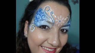 Tutorial  Makeup Frozen com stencils  Maquiagem artística  Pintura facial  Frozen Face Painting [upl. by Maltzman]