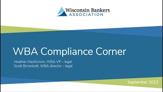 WBA Compliance Corner September 2023 [upl. by Hairu]