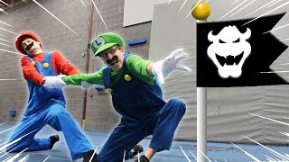 Mario VS Luigi racing Super Mario Bro U Deluxe level  In real life [upl. by Dnalkrik204]