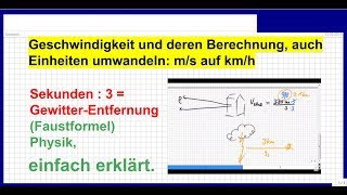 Geschwindigkeit und deren Berechnung auch Einheiten umwandeln ms auf kmh Physik [upl. by Mills495]