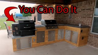 Easy Outdoor Kitchen DIY with Built in Weber Propane Grill GMG Daniel Boone and Concrete Counters [upl. by Yllime]