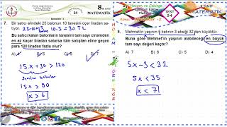 Eşitsizlikler 2 Zor Soru Çözümleri  Matematik  MEB Kazanım Test 34  8Sınıf  LGS [upl. by Ecyarg]