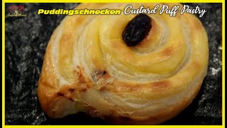 Puddingschnecken mit Blätterteig  Custard Roll Puff Pastry [upl. by Anujra31]