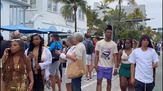 Spring Break 2023  Walking Miami Beach Ocean Drive Before Curfew [upl. by Aehcim853]